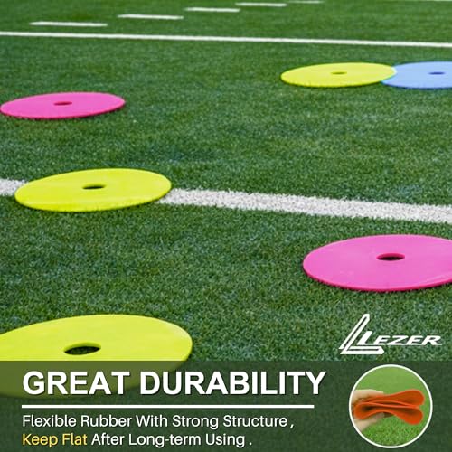 6 Pack 9 Inch Flat Cones for Soccer and Sports Training - Field Markers, Agility Equipment
