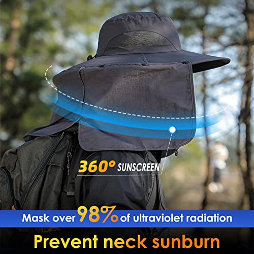 UV Waterproof Fishing Hat - Wide Brim Bucket Hat - Light Grey