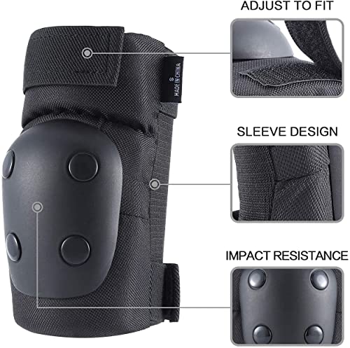 Knee Pads, Elbow Pads & Wrist Guards Set - Black Large