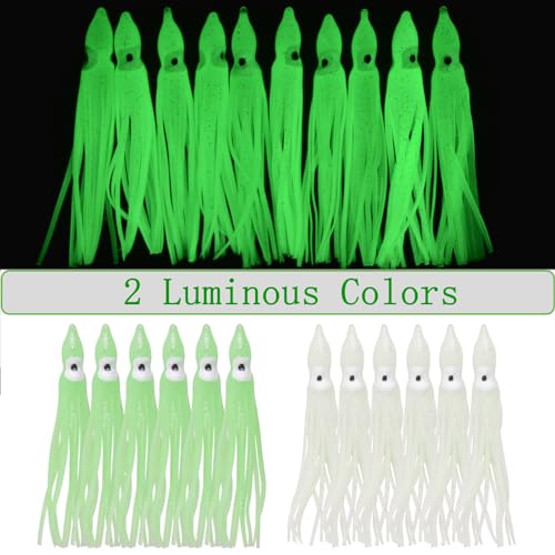 JSHANMEI 30pcs Mixed Color Soft Plastic Octopus Lures 2.75in Saltwater Fishing Baits