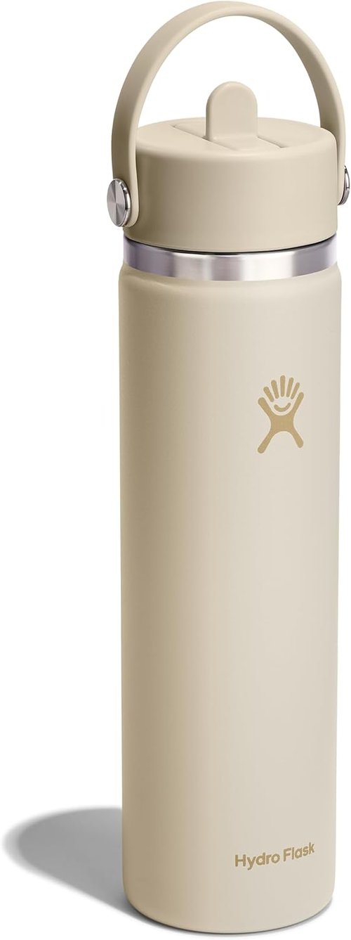 Hydro Flask Water Bottle - Insulated Stainless Steel - 24 Oz Coconut Cream with Flex Straw Lid