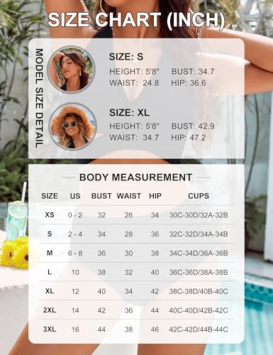 Blooming Jelly Women's High Waisted Bikini Sets 2 Piece Tummy Control Swimsuit - Large Royal Blue