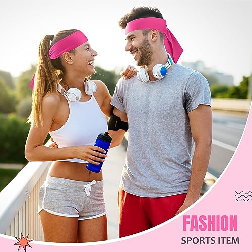 Hiboom Rose Red 18-Pack Sports Tie Headbands for Men & Women