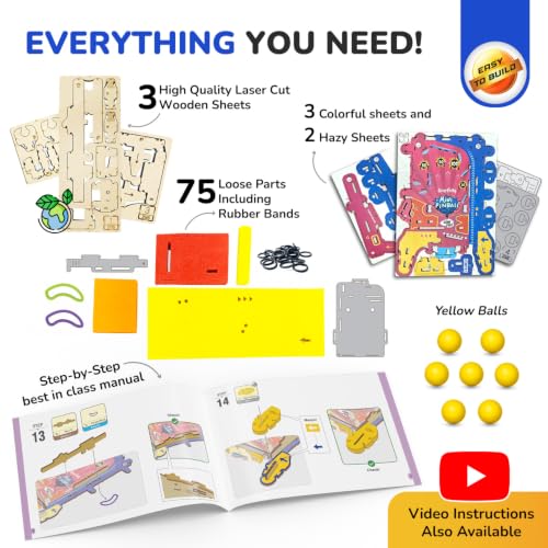 Mini Pinball Machine DIY STEM Toy - Handheld Arcade Game for Kids