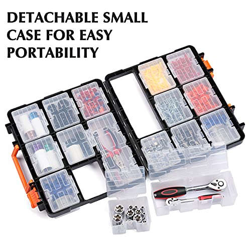 EMENTOL Tool Organizer Box with 16 Compartments, Durable Plastic Storage Box, Parts Organizers