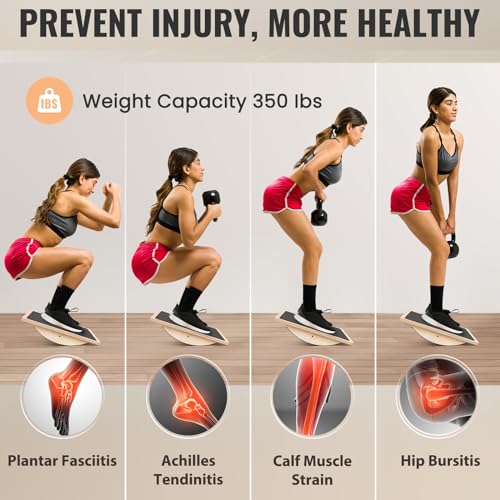 Professional Balance Board for Adults - Anti-Slip Wobble Board (350LBS) - Balance Training & Physical Therapy