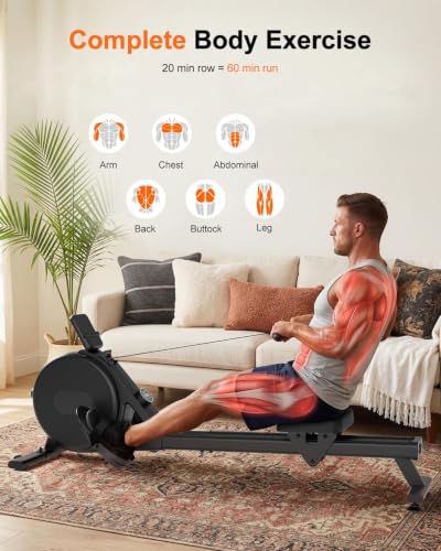 Magnetic Rowing Machine with 32 Levels - Dark Black