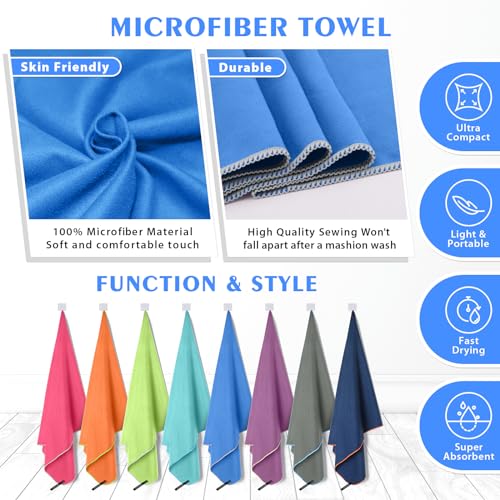 HOEAAS 2 Pack XL Microfiber Camping Towels 60x30+24x12 Inches Quick Dry Super Absorbent Lightweight for Travel, Sports, Hiking, Pool & Gym