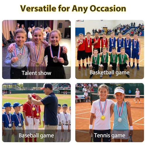 2-Inch Medal Set - 12 PCS Gold Silver Bronze Awards for Sports, Spelling Bees, Competitions