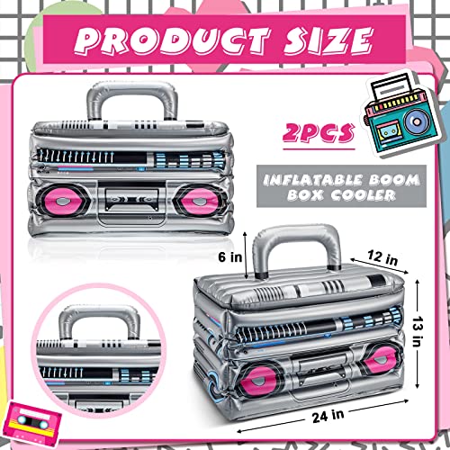 Cunhill 2 Pack Inflatable Retro Boom Box Beverage Coolers for 80s & 90s Parties