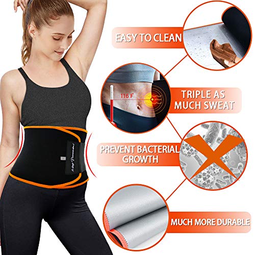 Sweat-Enhancing Waist Trainer for Men & Women - L (9'' x 44'') Black