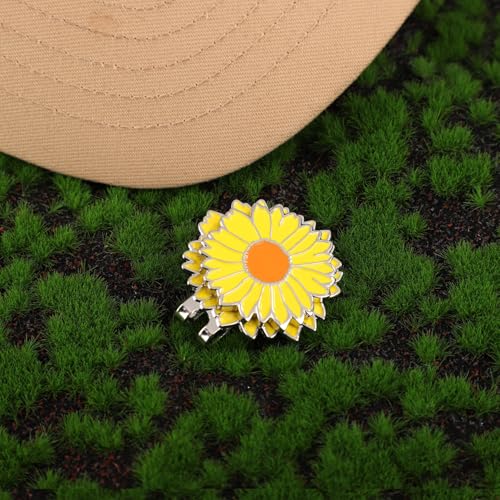 Magnetic Golf Ball Marker with Hat Clip - Chrysanthemum Design