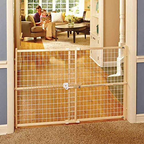 Toddleroo by North States - Quick-Fit Extra-Wide Wire Mesh Wooden Baby Gate: Pressure Mounted Baby Gate for Doorways - Adjustable 29.5 to 50 Inches Wide - 31 Inches Tall