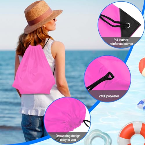 Drawstring Backpack Set - Pink & Black - 2 Pack Cinch Sacks