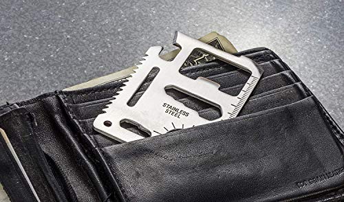 11-in-1 Stainless Steel Credit Card Multitool - 4 Pack EDC Survival Gear