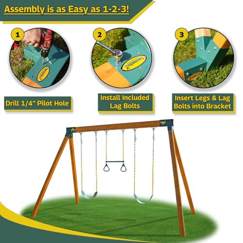 A-Frame Swing Set Brackets - Heavy Duty Steel, Green, 2 Pack