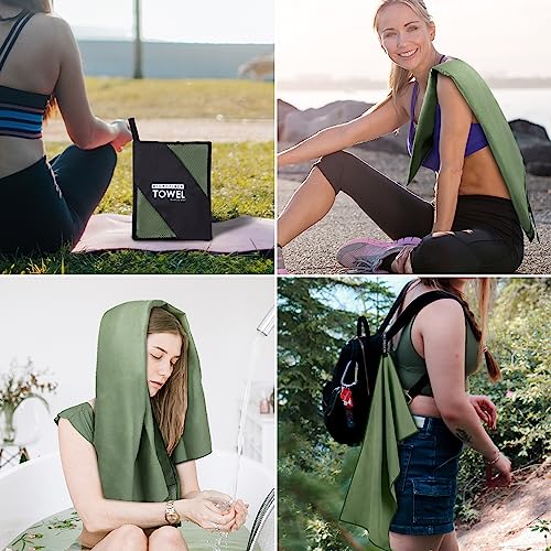 Microfiber Travel Towel - Quick Dry Camping & Gym Towel, Army Green, 20"×40"