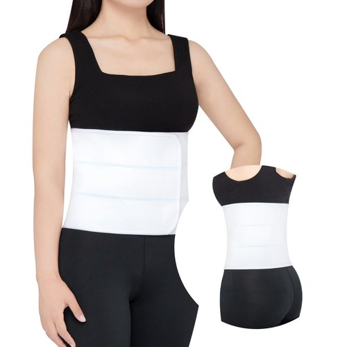 Pauline Abdominal Binder Post Surgery Compression Support | Stomach Wrap Belly Band for Hernia Tummy Tuck | Soft, Latex-free, Breathable - (45" - 60") 3 Panel - 9" High
