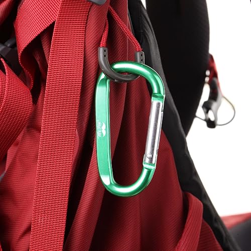 6 Pack 3-Inch Aluminum D Ring Carabiner Clips - Assorted Colors