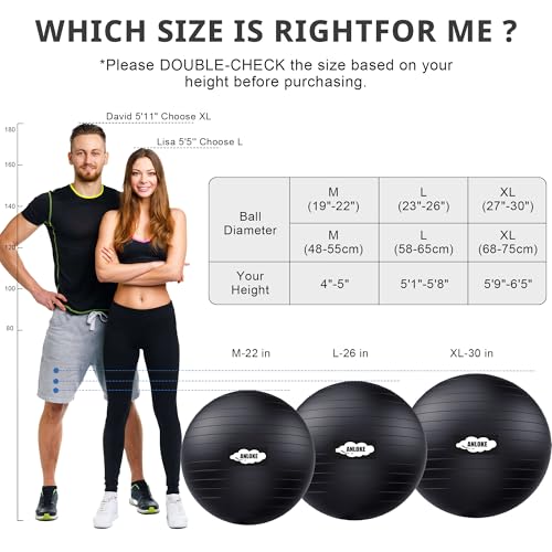 Yoga Exercise Ball - Anti-Burst Stability Chair for Fitness