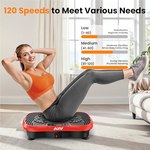 Vibration Plate Fitness Machine - 200W Oscillating Shake Plate - Slim Red