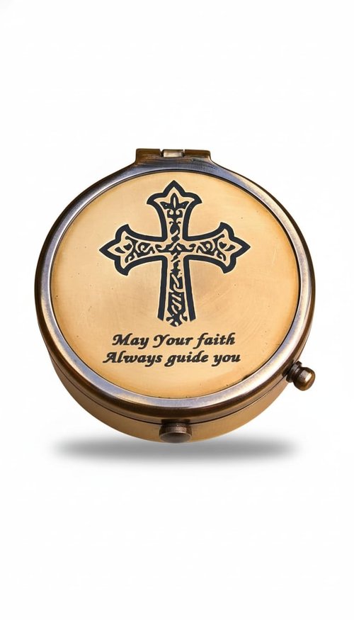 Personalized Gift May Your Faith Always Guide You and Cross Engraved On Working Compass, Confirmation Gift Ideas, Baptism Gifts, Birthday, Get Well Soon, Graduation, Heavenly Gift of Faith