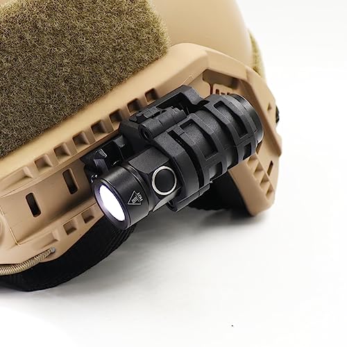 Tactical Helmet ARC Rail Light LED Mini Military Helmet Flashlight with Strobe/Strong/Low Lamp 500 Lumens, Pocket Pen Flashlight with 20mm Picatinny Rail Mount (Black)
