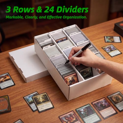 Calenzana 2400-Count 3-Row Card Storage Boxes, 2 Pack with 24 Dividers MTG/TCG Organizer (3-Row, 2 Pack)