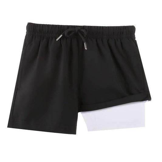 BRISIRA Boys Swim Trunks Bathing Suit Compression Boxer Brief Liner Swim Shorts Swimsuit Anti-Chafe Toddler Kids Youth Teen Black