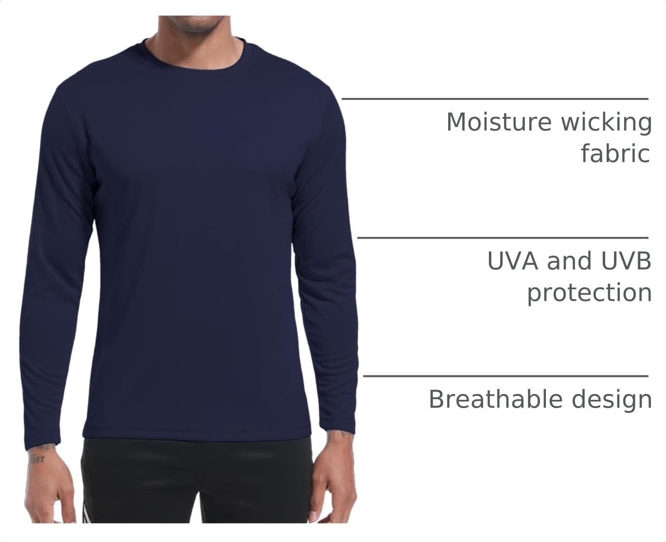 OYGSieg 6 Pack Long Shirts for Men Quick Dry Sun Protection Tee Shirts S