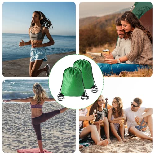 Green Drawstring Backpack - 2 Pack Lightweight Sports Bags