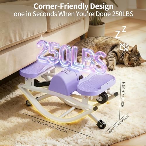 Lateral Rocking Stepper Exercise Machine with Resistance Bands