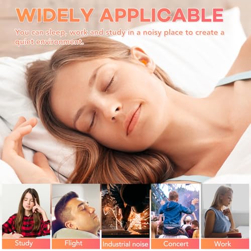 VOISEN 150 Pairs Foam Ear Plugs, Ear Plugs for Sleeping Noise Cancelling, 32dB NRR, 37dB SNR Earplugs for Sleeping, Snoring, Studying, Loud Events, Traveling & Concerts, A Storage Box, Orange