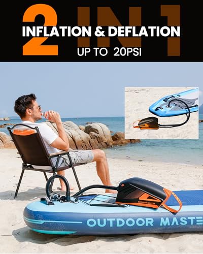 OutdoorMaster Shark 3 Paddle Board Pump Electric 74Wh- 3'50" Fast