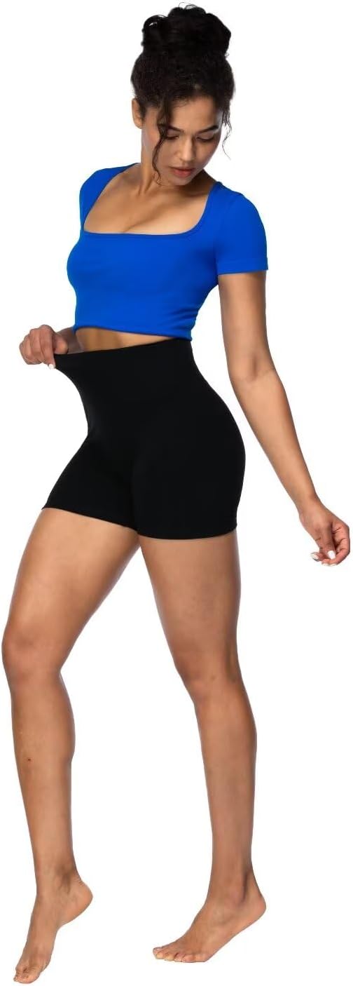 Sunzel Women's High Waisted Butt Scrunch Shorts - Tummy Control Yoga & Workout Biker Shorts