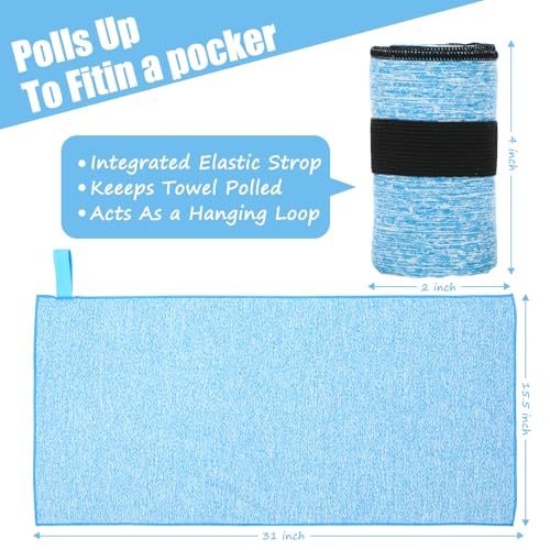 KISS QUEEN 3-Pack Microfiber Workout Towels Blue - Quick Dry, Lightweight, Gym & Outdoor Sports