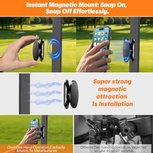 Magnetic Golf Cart Phone Holder - 360° Rotatable Mount for iPhone