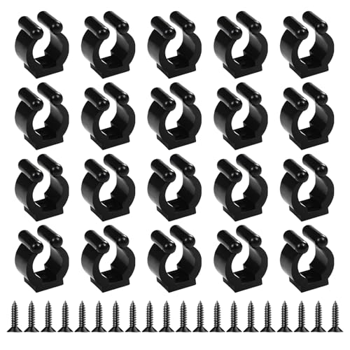 20 PCS Fishing Rod Clips - Wall Mounted Holder for Cues & Rods