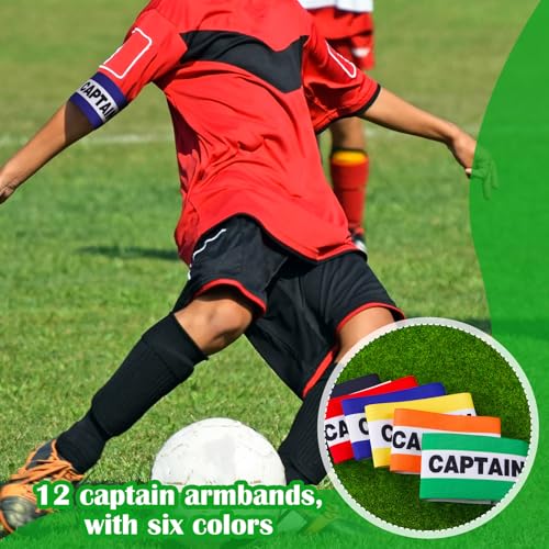 12 Pack Soccer Captain Armbands Adjustable Nylon Sports Team Accessories