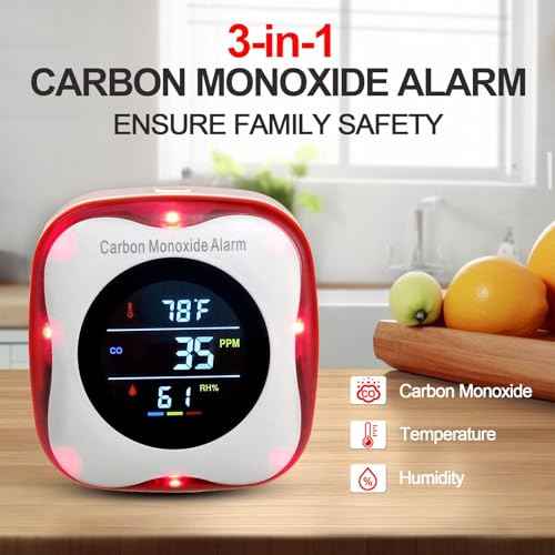 Plug-in Carbon Monoxide Detector with Real-time CO Display and Temperature and Humidity Monitor, Suitable for Home, RV, Apartment, Indoor air Safety Plug-in CO Compact Alarm