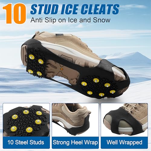 Ice Cleats Snow Traction Crampons for Shoes & Boots - X-Large (10-12.5 Men / 11.5-14 Women)