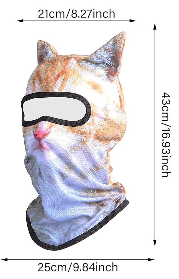 Cat Face Balaclava Mask with Ears - 3D Orange Cat Design