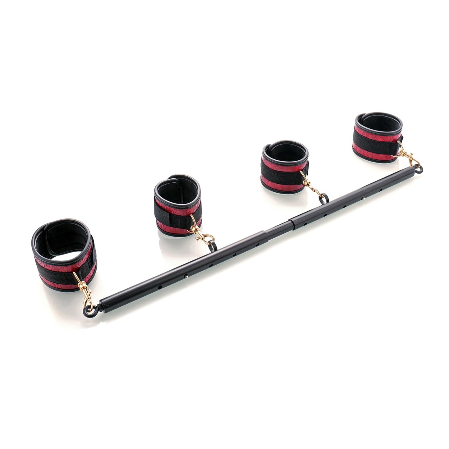 Heavy Duty Stainless Steel Expandable Black Spreader Bar with 4pcs PU Embossed Red Detachable Adjustable Straps,Workout Bar for Home Indoor Gym Training Kit