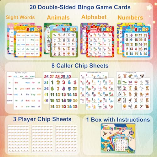 Educational Bingo Game for Kids - 4 in 1 ABC & 123 Set