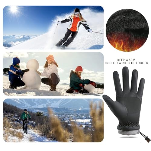 Waterproof Winter Ski Gloves - Touchscreen Thermal Grip - Black, Medium
