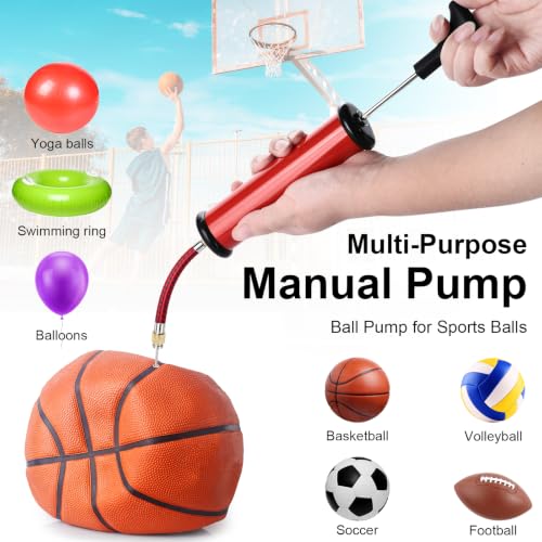 Manual Sports Ball Inflator Kit - 2 Hand Pumps with Needles & Hoses