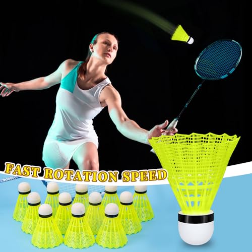 12 Pcs Badminton Shuttlecocks - Yellow Indoor & Outdoor Training