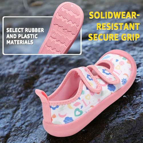 Toddler Water Shoes Boys Girls Summer Beach Aqua Socks Pink White 8 Pairs - Non Slip, Quick Dry