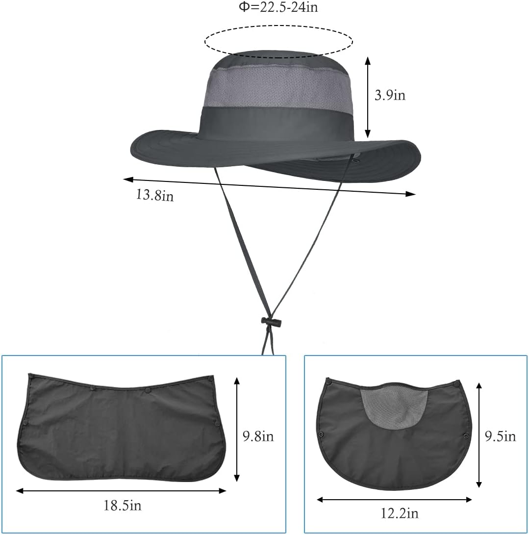 Skiennix Men's Outdoor Fishing Hat - UPF 50+ Sun Protection with Face Neck Flap | 3-Pack Set