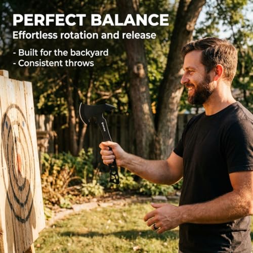 Deer Edge Black Throwing Axe Set 6 Pack, 11.5" Full Tang Hatchets for Target Practice & Competition - Blank Black Variation
